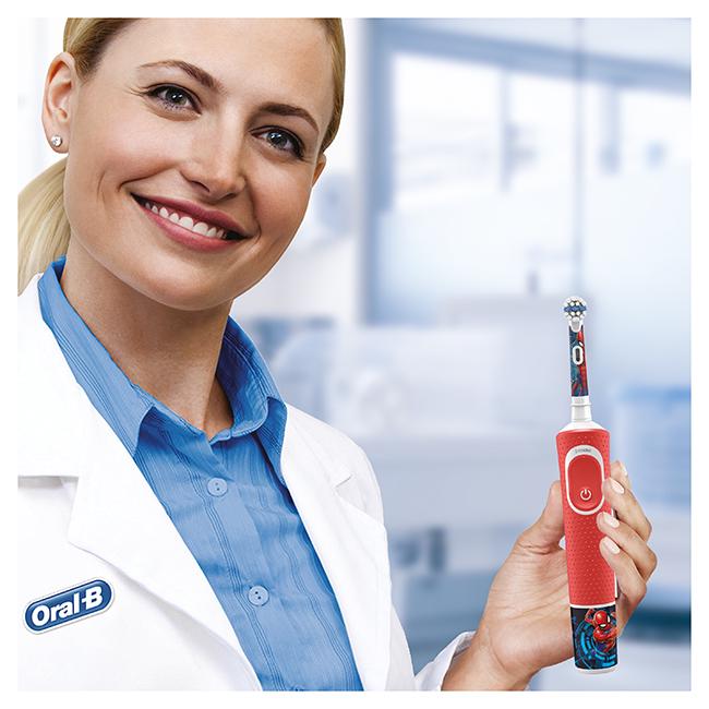 Зубная щетка электрическая ORAL-B Braun 3+ D100 Spiderman + наклейки (6776688) - фото 7