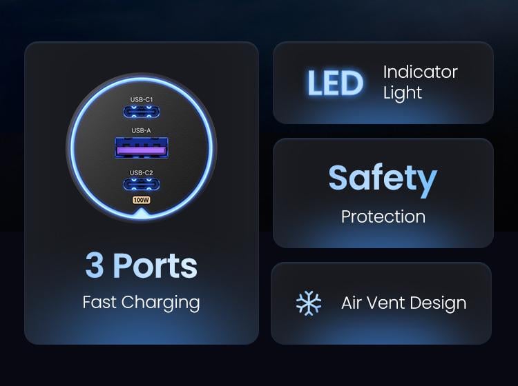 Зарядний пристрій автомобільний UGREEN 130 Вт Type-C/Type-C/USB PD3.0/QC4.0/PPS швидка зарядка Сірий (35025) - фото 10 Зарядний пристрій автомобільний UGREEN 130 Вт Type-C/Type-C/USB PD3.0/QC4.0/PPS швидка зарядка Сірий (35025) - фото 10