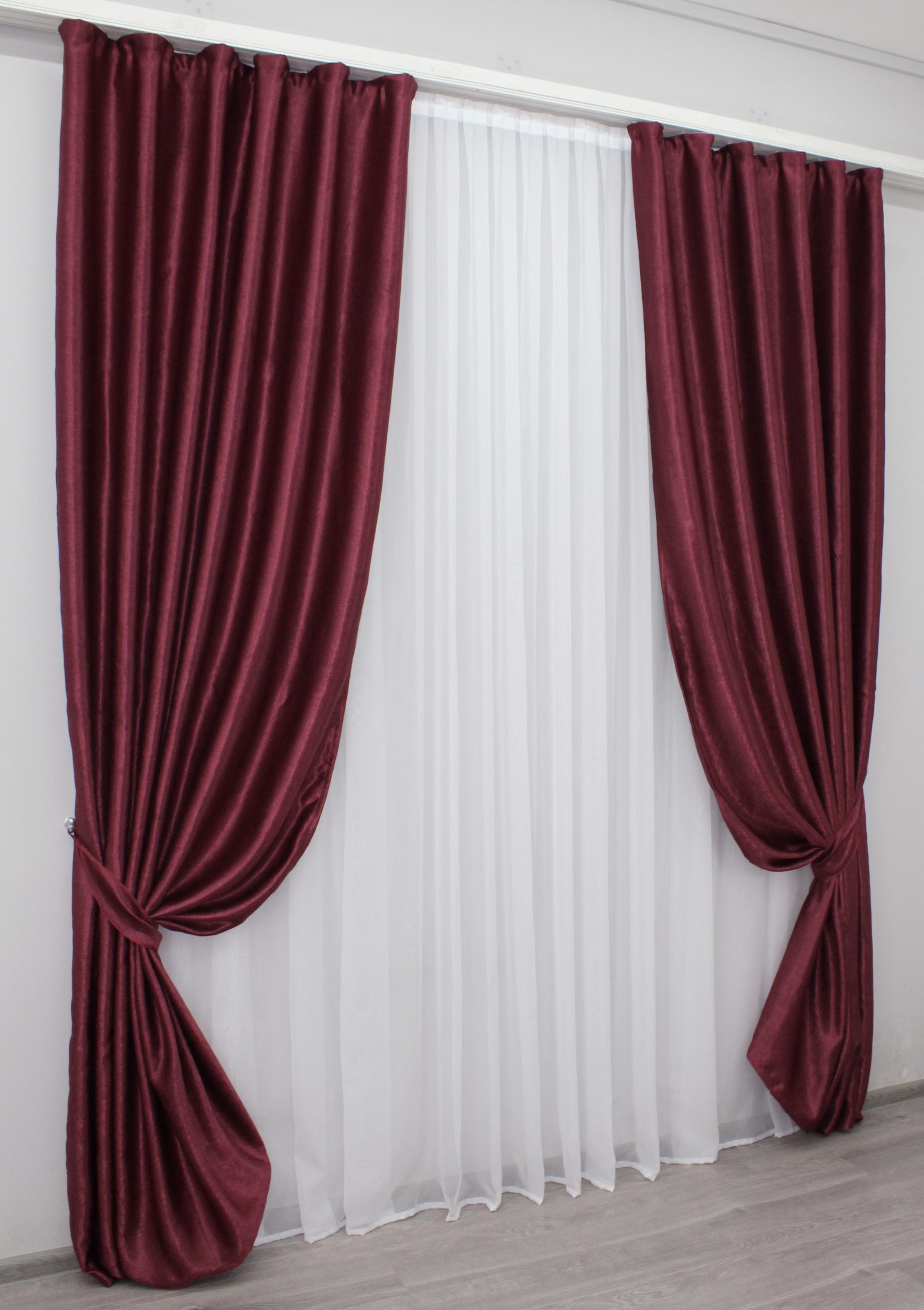 Комплект штор VR-Textil Софт № 130ш 100х270 см 2 шт. Бордовый (31-194)