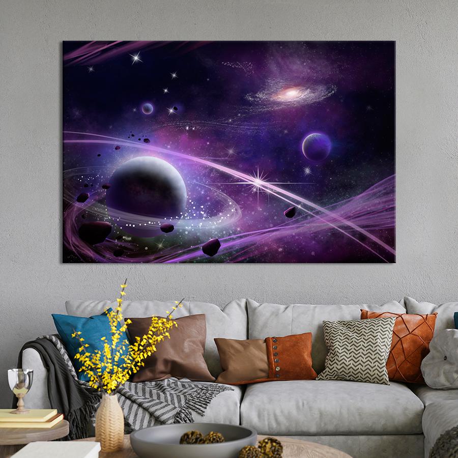 Картина на холсте Планеты в фиолетовом космосе 80x54 см (V211-1_L) Картина на холсте Планеты в фиолетовом космосе 80x54 см (V211-1_L)