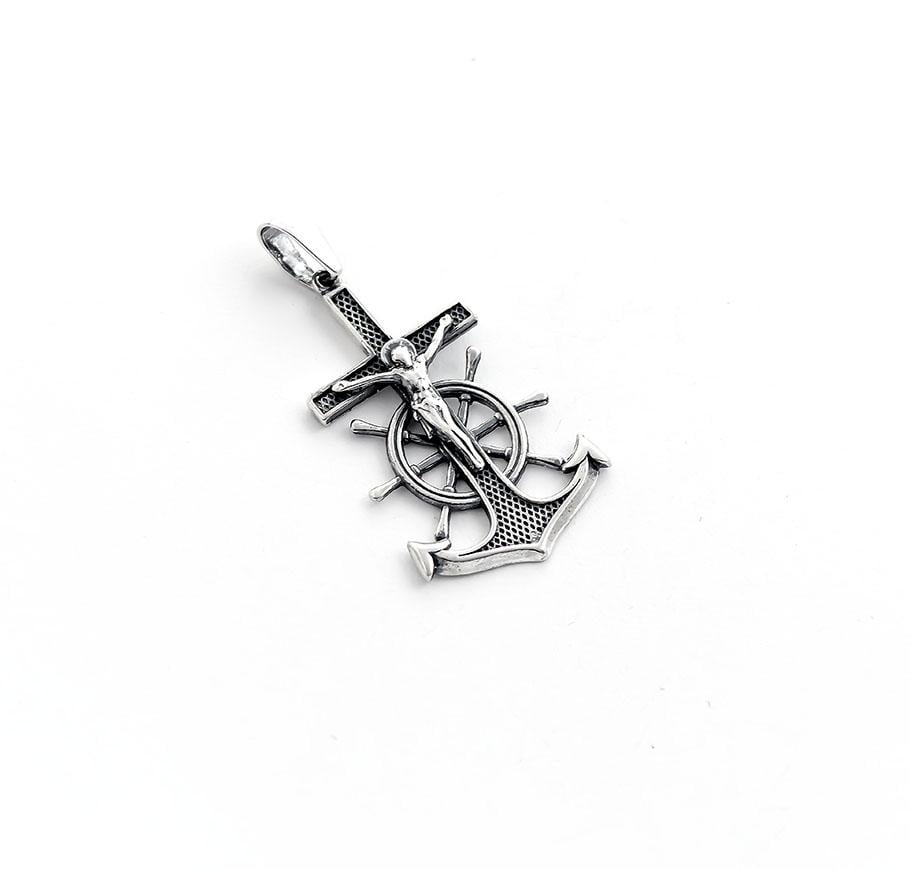 Кулон крест в виде якоря Maxi Silver 8363 (88363)