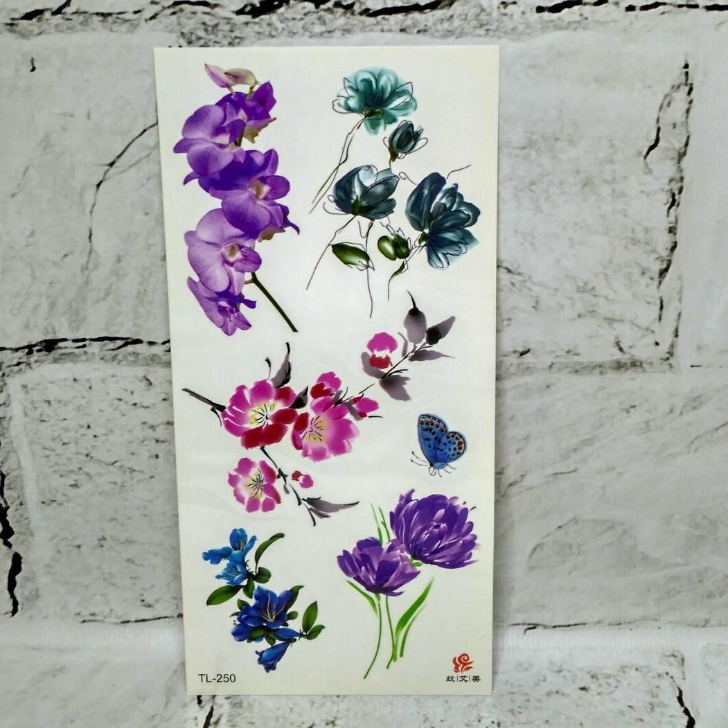 Тату временные Цветы лист 9x19 см (TL-250)