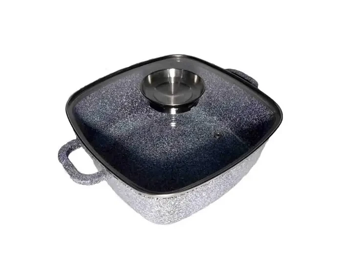 Казан жаровня з кришкою UNIQUE UN-5207 квадратний 5,5 л Сірий (UN5207)