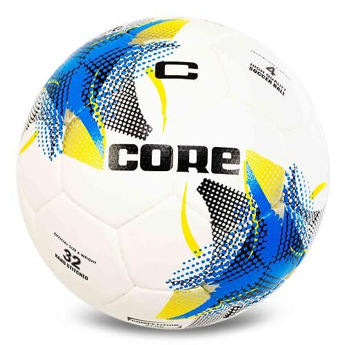 М’яч футзальний CORE FB-7585 №4 PU ламінований ручне шиття Біло-синій (31773492)