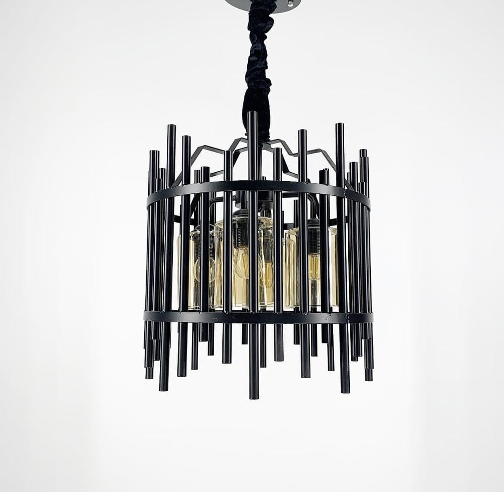 Люстра Лофт на 4 лампы Черный/Янтарь (12115/4)