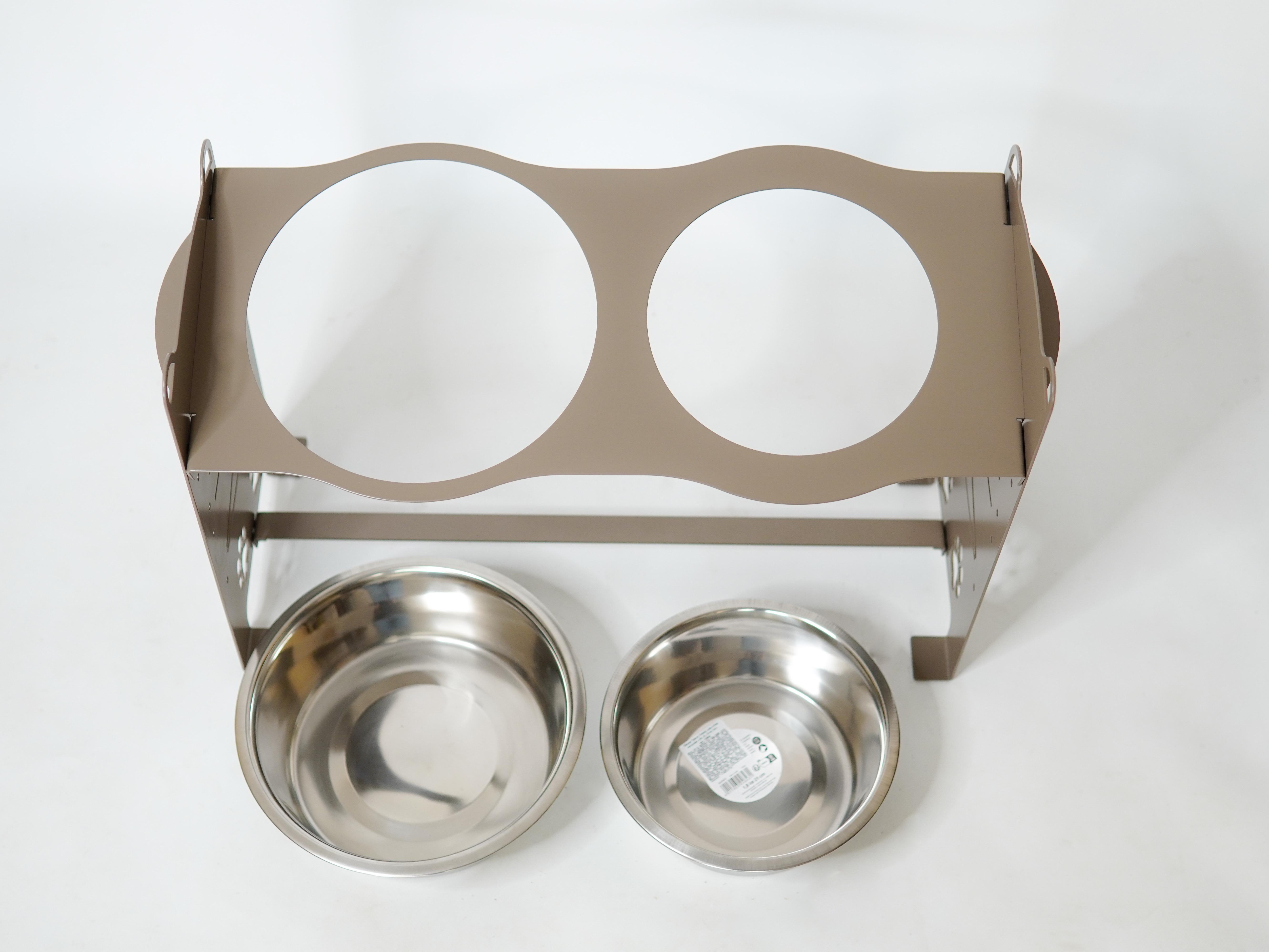 Кормушка для собак средних пород разборная-регулированная 122-293 мм 1,8/2,8 л Бежево-серый (27167252) - фото 7