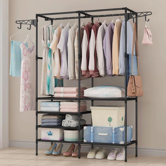 Вішалка для одягу 172x108x42 см Multifunctional Shelf 8518 Чорний - фото 9