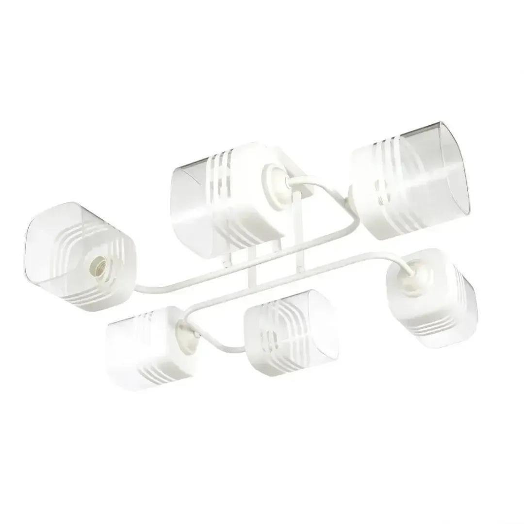 Люстра потолочная Valeso Interees на шесть плафонов в полоску Е27 IP20 Белый (V-70195-6 WH)