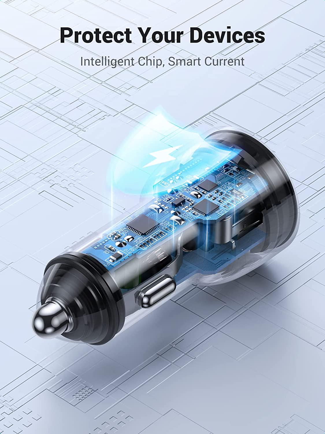 Автомобильное зарядное устройство UGREEN CD213 36W 2xUSB QC 3.0 3A Grey (70594) - фото 9