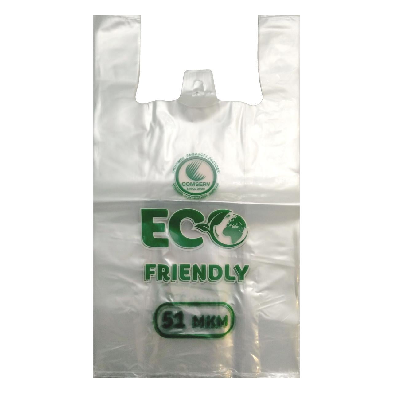 Пакет майка середній Сomserv Eco Friendly 51 мкм 30х55 см 50 шт. Прозорий (204001)