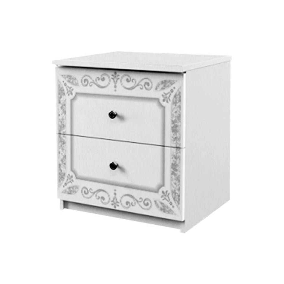 Тумба прикроватная MiroMark Луиза 2Ш Белый глянец (LZ-52-WB)