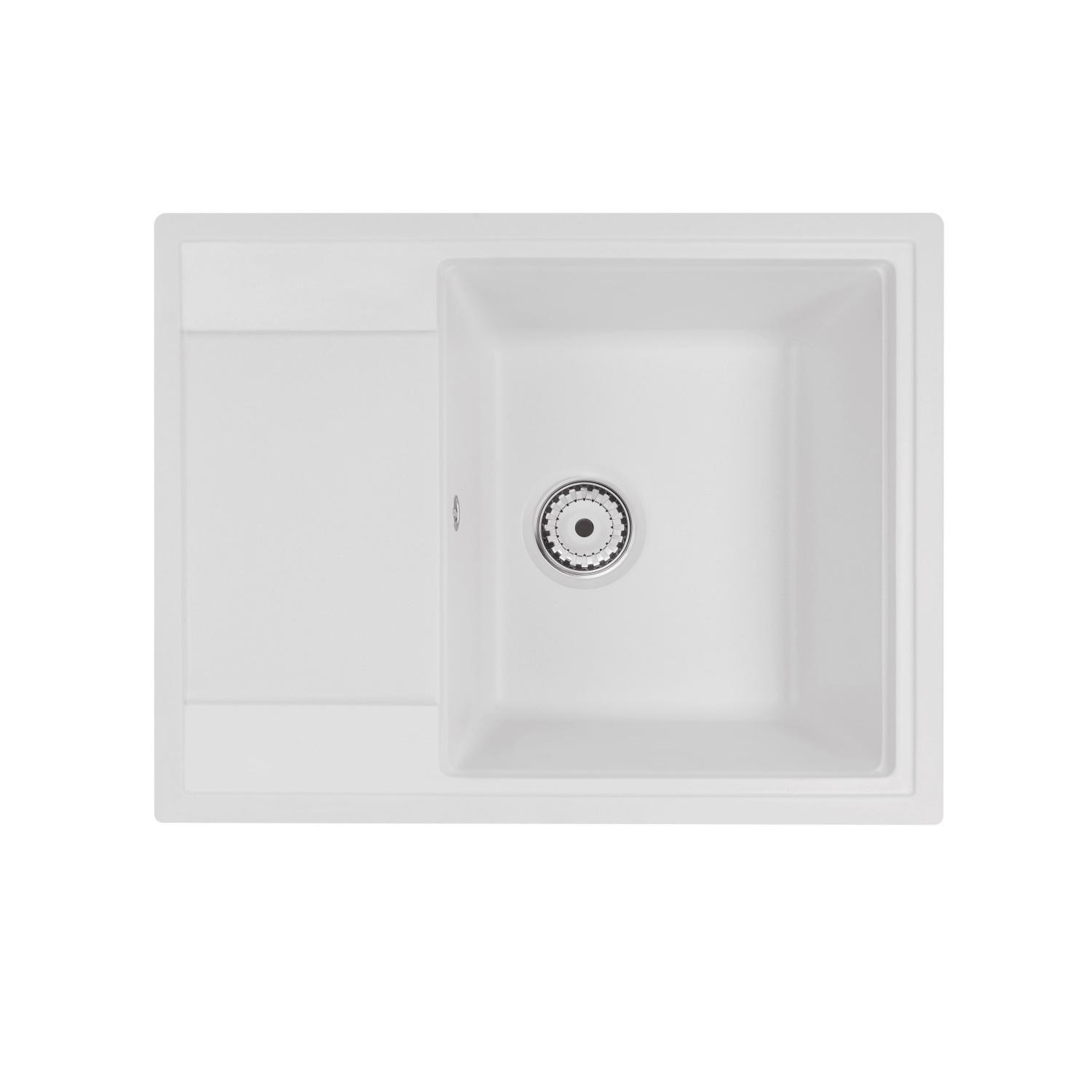 Мойка кухонная Q-tap гранитная QT6450WHI650 630x495 мм прямоугольная Белая (97031)