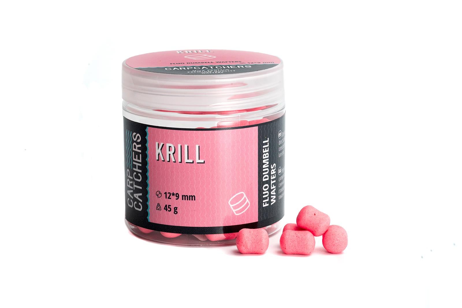 Вафтер Carp Catchers Fluo Dumbell Wafters Krill 12x9 мм Вафтер Carp Catchers Fluo Dumbell Wafters Krill 12x9 мм