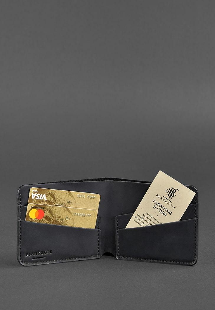 Портмоне мужское кожаное BlankNote 4.1 4 кармана Crazy Horse Черный (A-026569) - фото 2