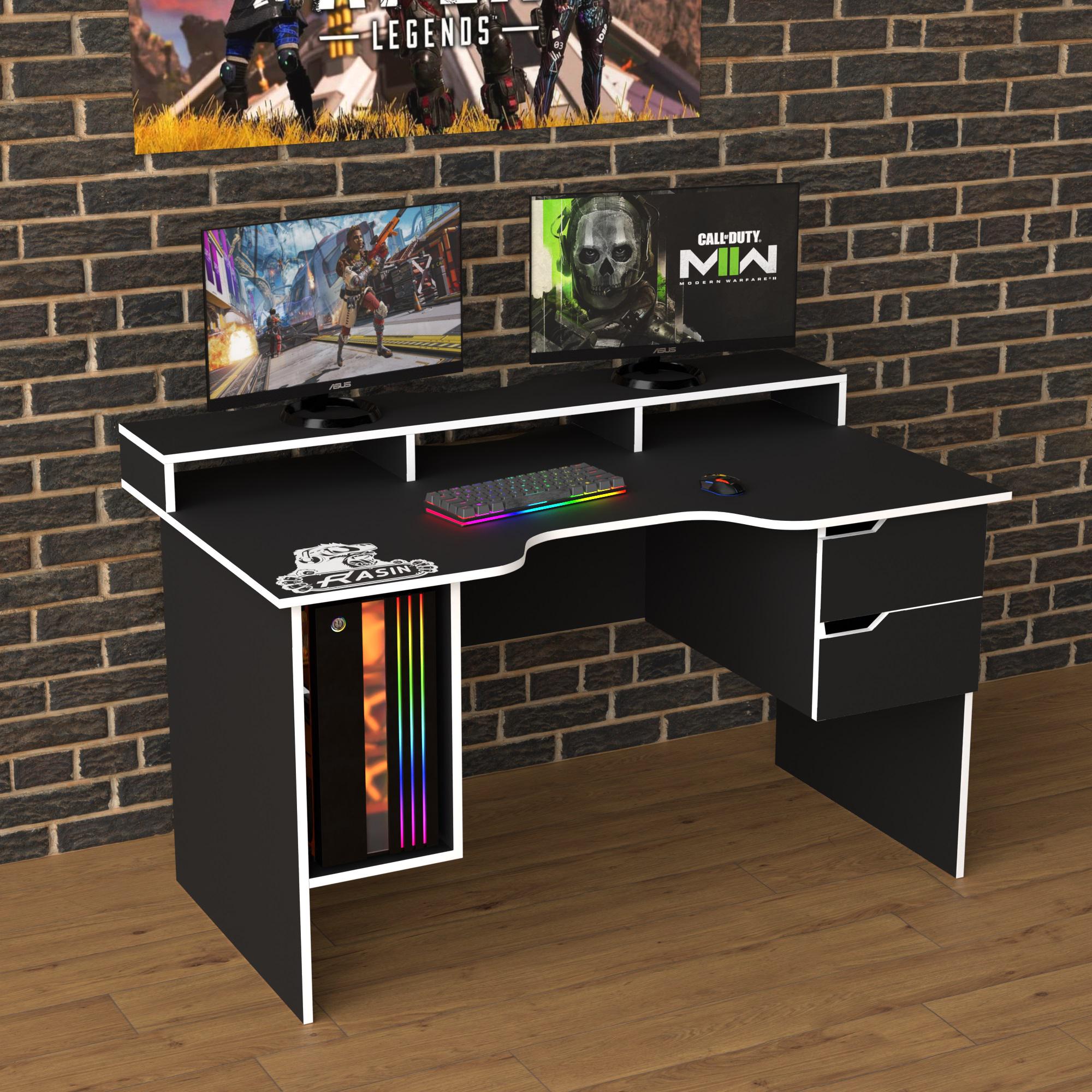 Геймерський стіл Тіса-меблі Rasin RS-10 140х80х88 см Чорний/Білий - фото 1 Геймерський стіл Тіса-меблі Rasin RS-10 140х80х88 см Чорний/Білий - фото 1