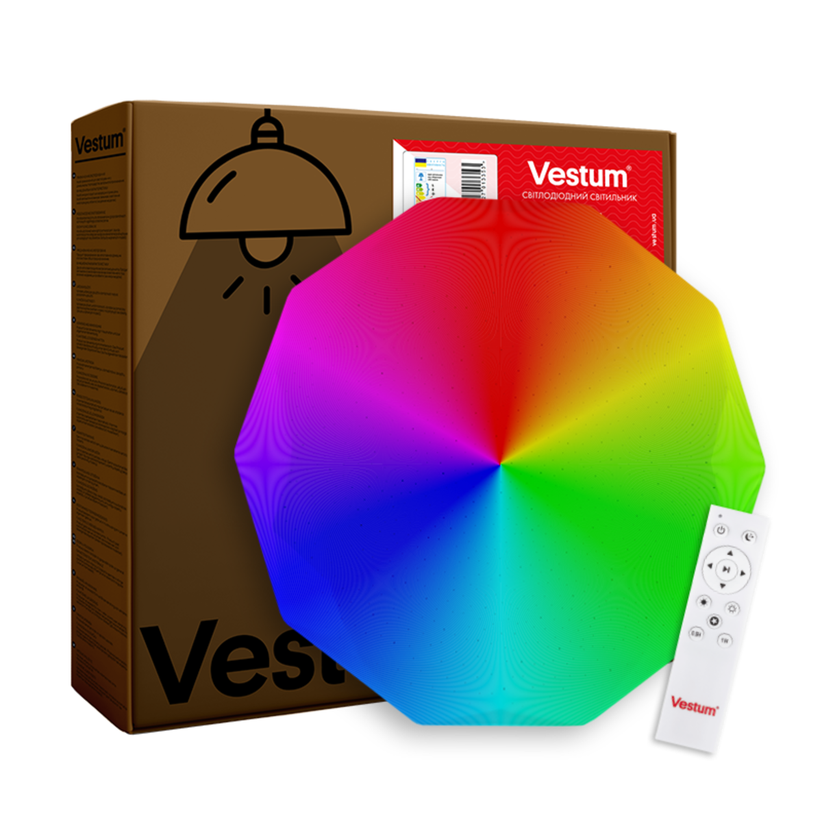 Потолочный светильник Vestum DIAMANT звездное небо 60W 3000К-6500К RGB с ДУ 395х55 мм