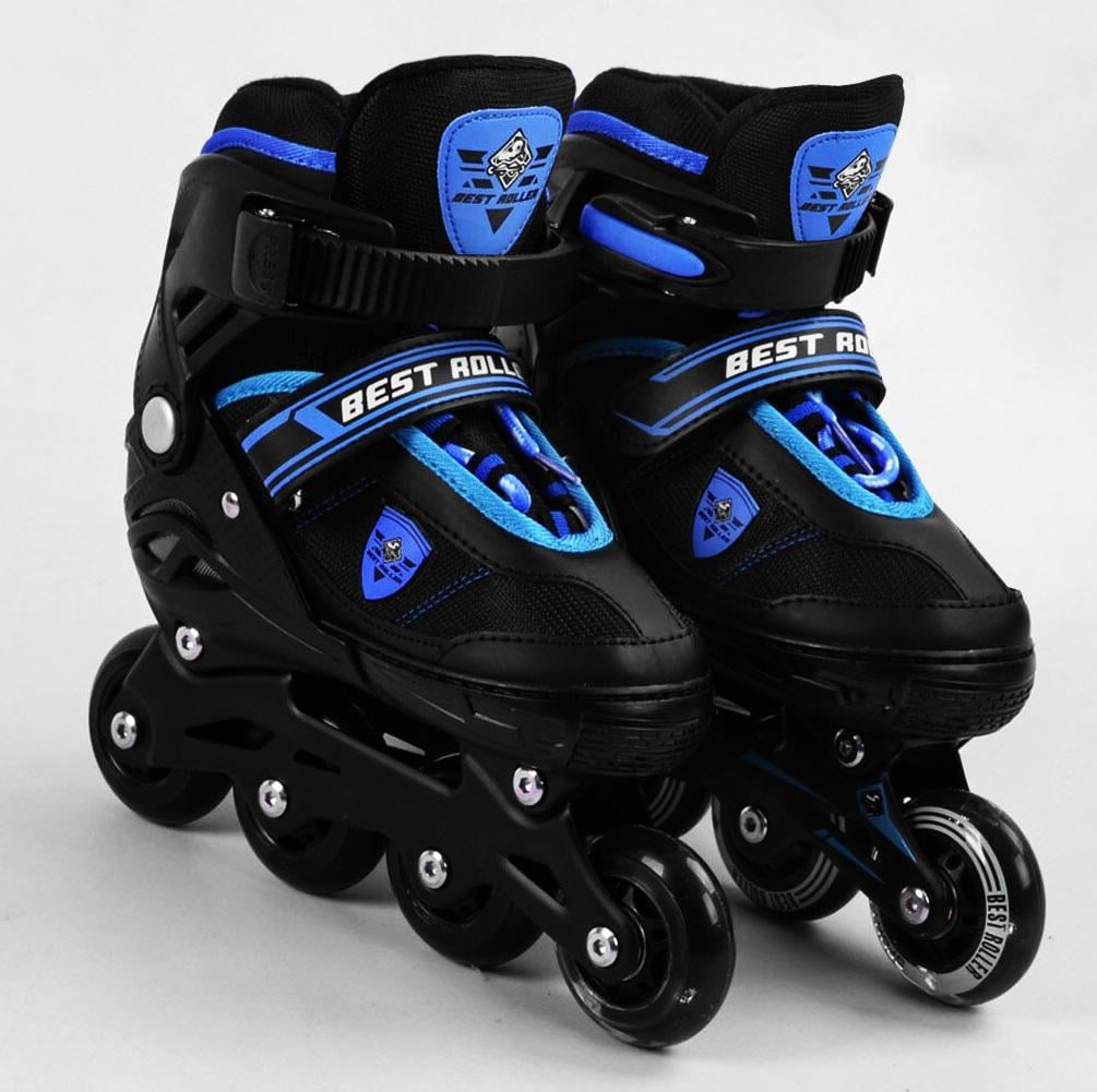 Роликові ковзани Best Roller PU колеса що світяться в коробці р. 31-34  Black/Blue (105393)