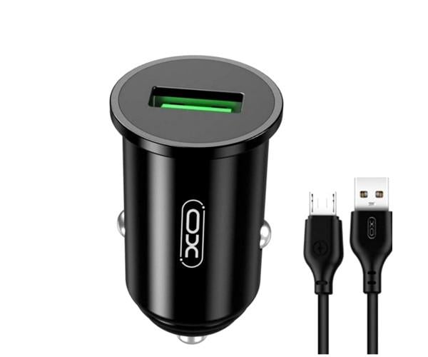 Зарядное устройство автомобильное Xo TZ12 USB QC3.0 cable USB-MicroUSB 2,1A 18W Black
