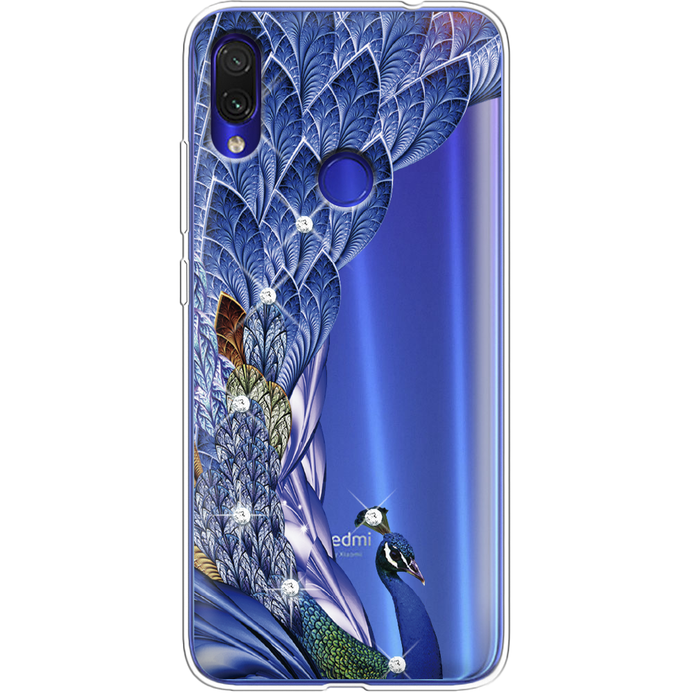 Чехол Boxface Xiaomi Redmi Note 7 Павлин со стразами Прозрачный силикон (36202-rs7-36202)
