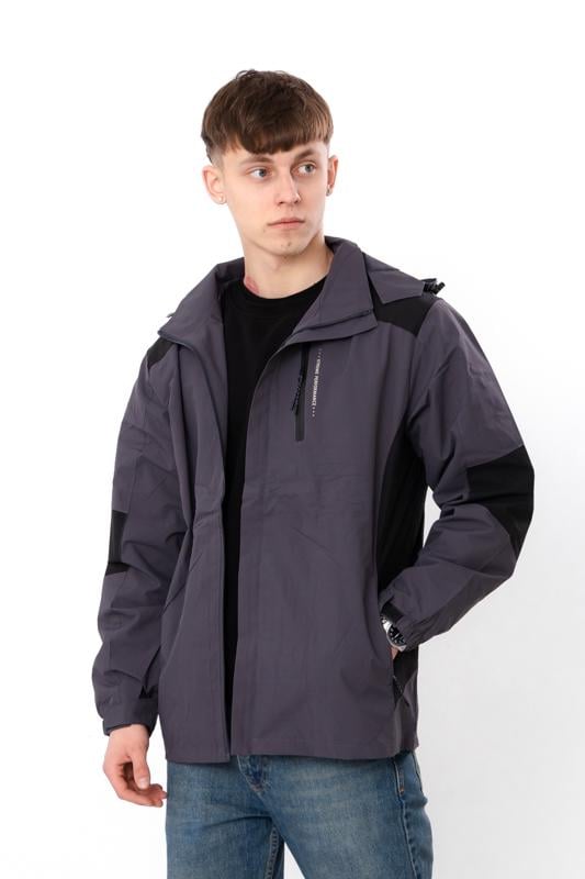 Вітровка чоловіча plus size на блискавці з капюшоном Носи Своє 4XL Графітовий (17246)
