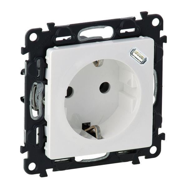 Розетка комбинированная силовая Legrand Valena LIFE с заземлением+USB-С Белый (753135)
