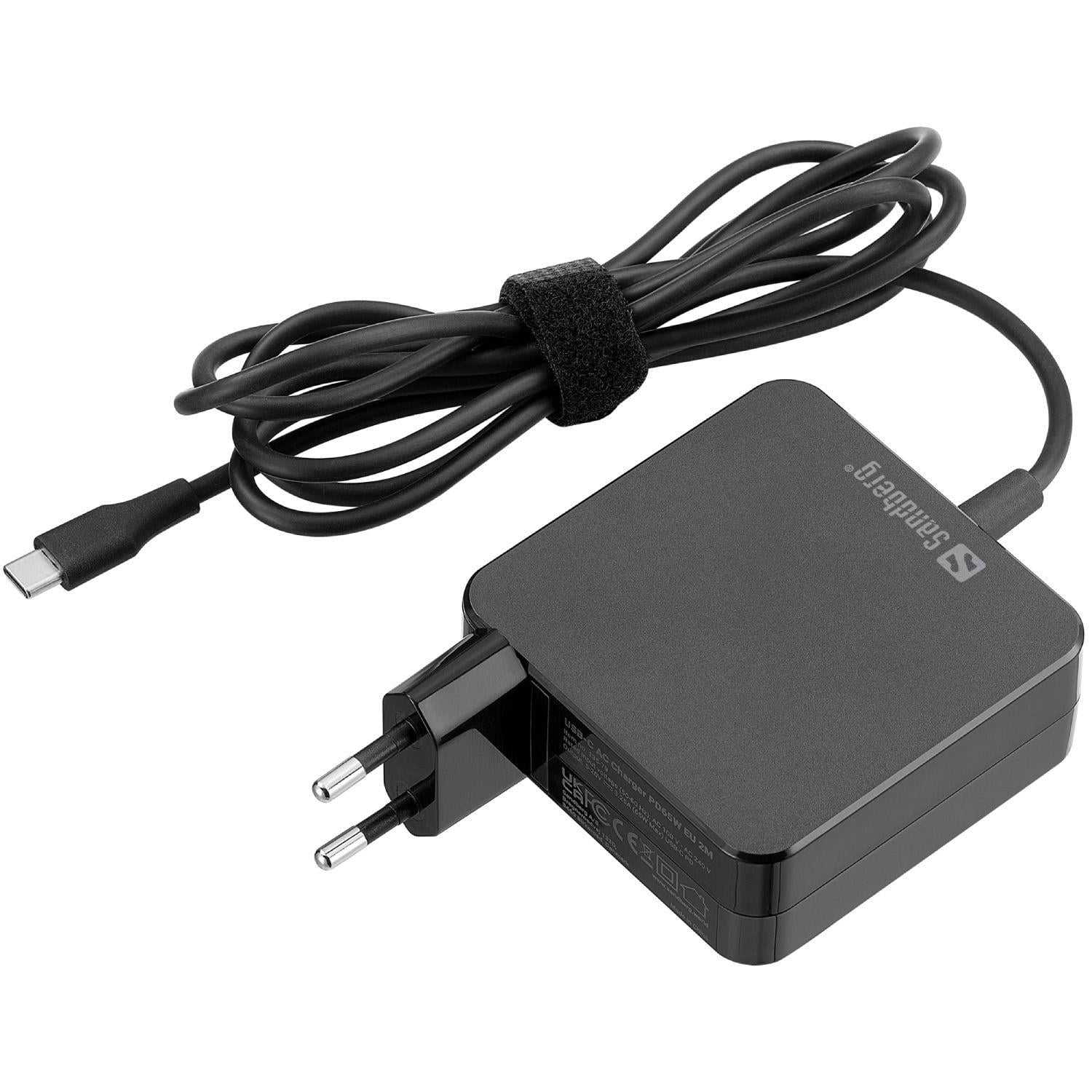 Зарядное устройство сетевое Sandberg USB Type-C 65 Вт GaN с быстрой зарядкой и кабелем 2 м (135-79)