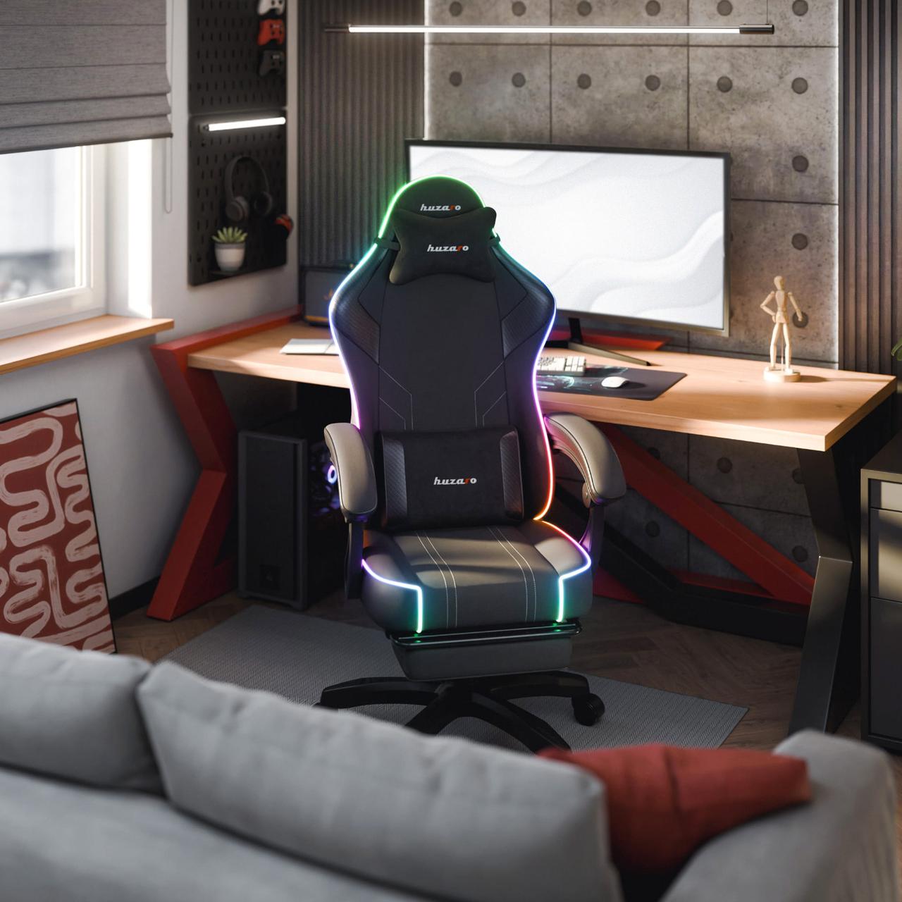 Крісло комп'ютерне Huzaro Force 3.7 RGB тканина Black (29953260) - фото 5 Крісло комп'ютерне Huzaro Force 3.7 RGB тканина Black (29953260) - фото 5