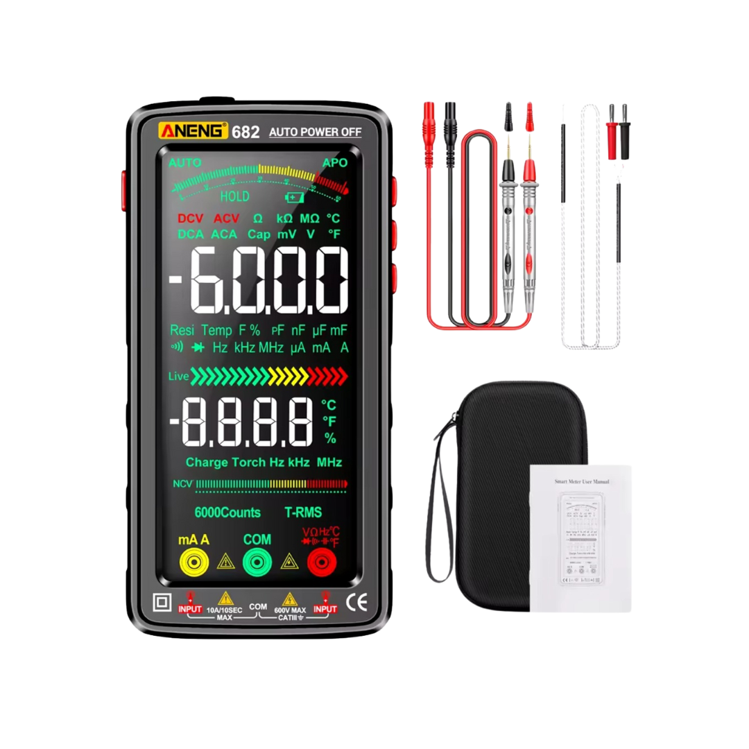Мультиметр цифровий Aneng 682 6000 відліків сенсорний екран Li ion 3,7 V 2800 mAh тестер Black