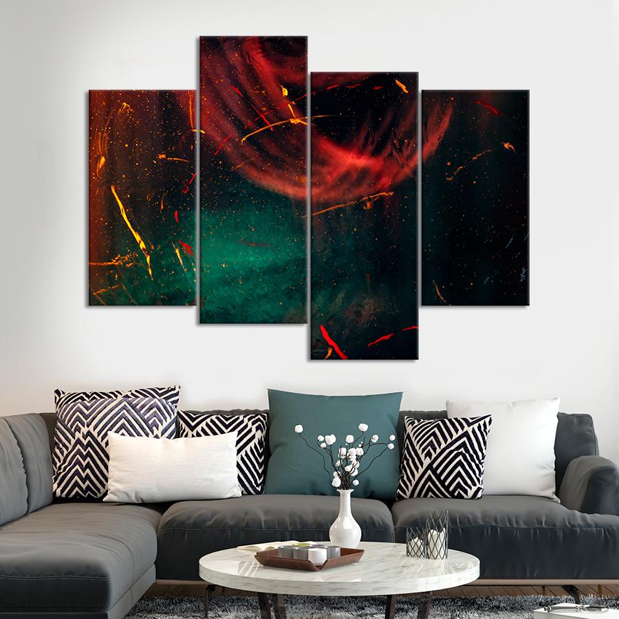 Картина абстракция Яркие искры на мрачной абстракции 129x90 см (A938-4)