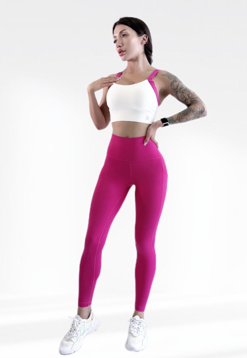 Костюм для фитнеса женский LILAFIT лосины/топ S Розовый/Белый (LFS000162)