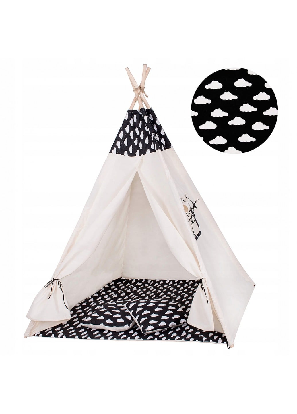 Детская палатка (вигвам) Springos Tipi XXL Белый/Черный (TIP01)