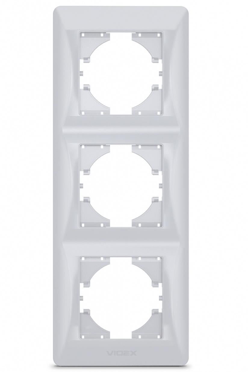 Вертикальная пластиковая рамка на 3 поста Videx Binera VF-BNFR3V-SS Серебристый