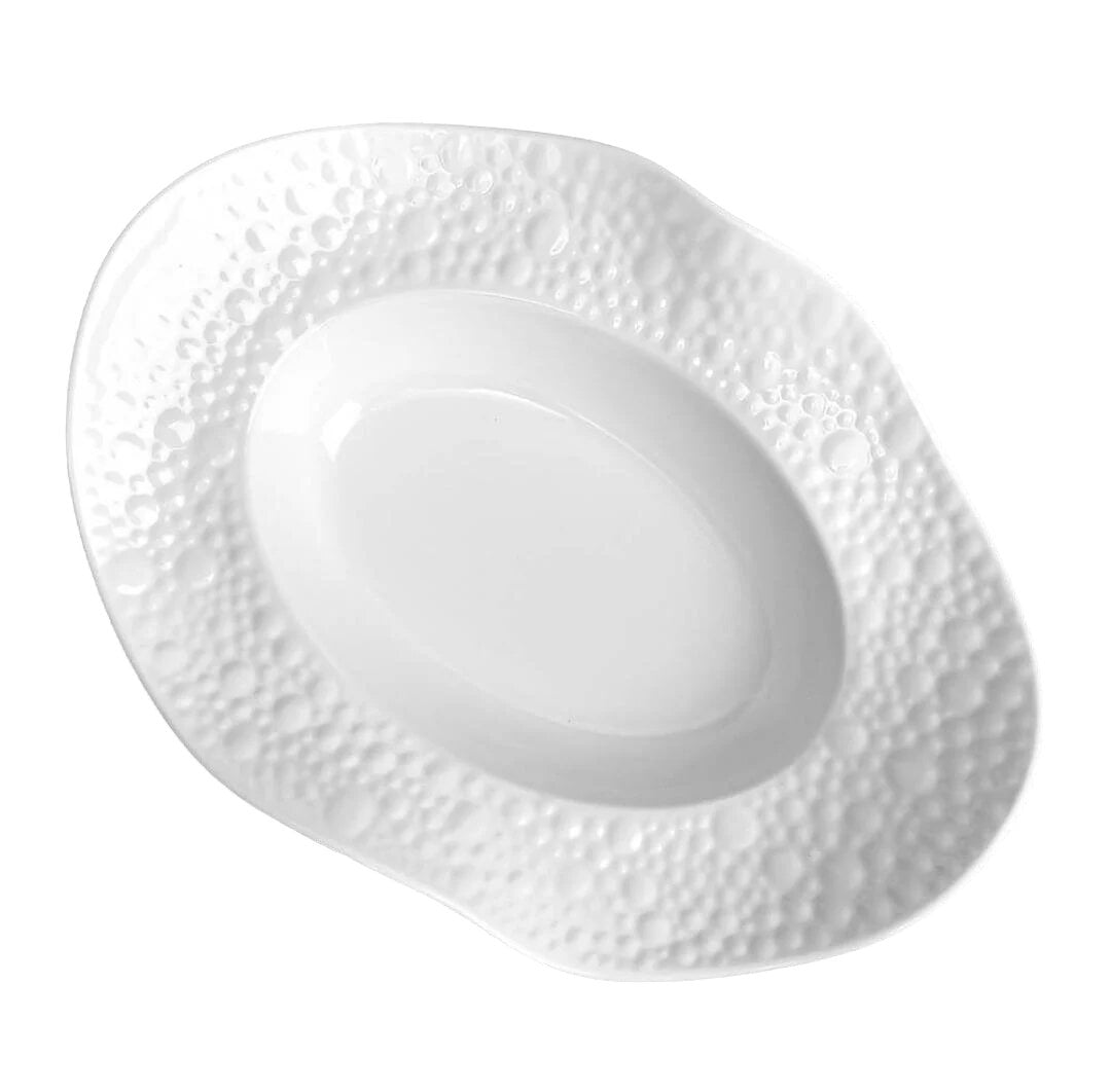 Блюдо сервировочное Stenson Pimples фарфоровое 26х18х8 см Белый (4880-10)