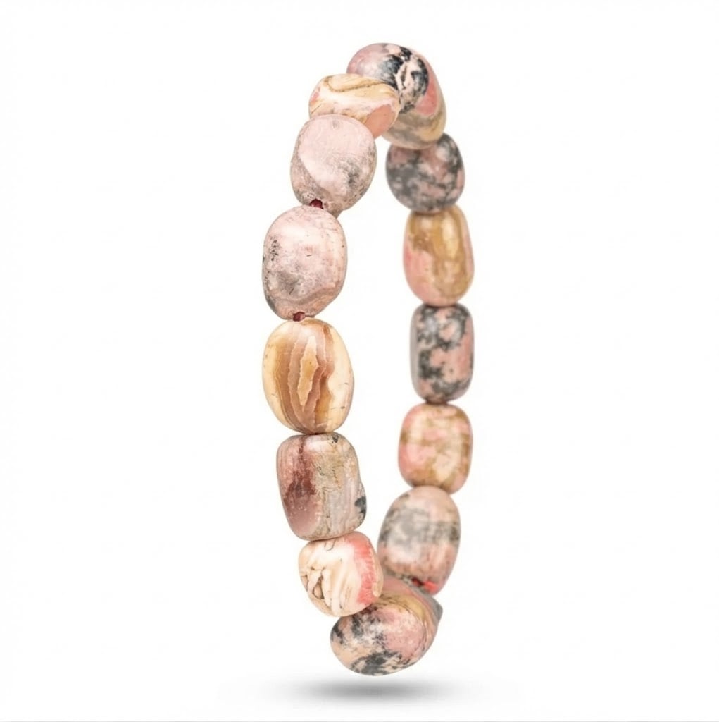 Браслет з натурального каменю родохрозит галтовка 12х8 мм/18 см (79596) Браслет з натурального каменю родохрозит галтовка 12х8 мм/18 см (79596)