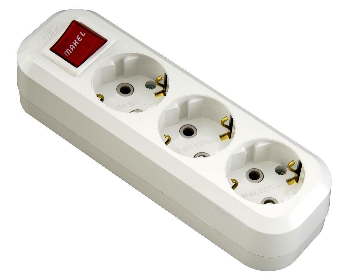 Колодка Makel из ж/к 3 гнезда Белый (MGP211)