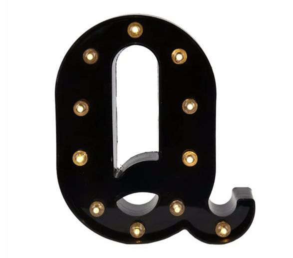 Літера з підсвіткою Q об'ємна маленька 22x19 см Чорний (Ч1257) Літера з підсвіткою Q об'ємна маленька 22x19 см Чорний (Ч1257)