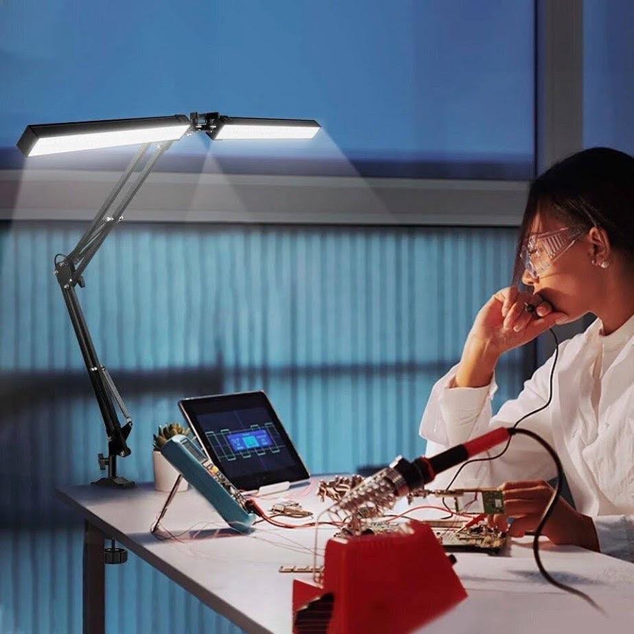 Настільна LED лампа FX-320 24 Вт на підставці та струбціні подвійна для освітлення Чорний - фото 7 Настільна LED лампа FX-320 24 Вт на підставці та струбціні подвійна для освітлення Чорний - фото 7