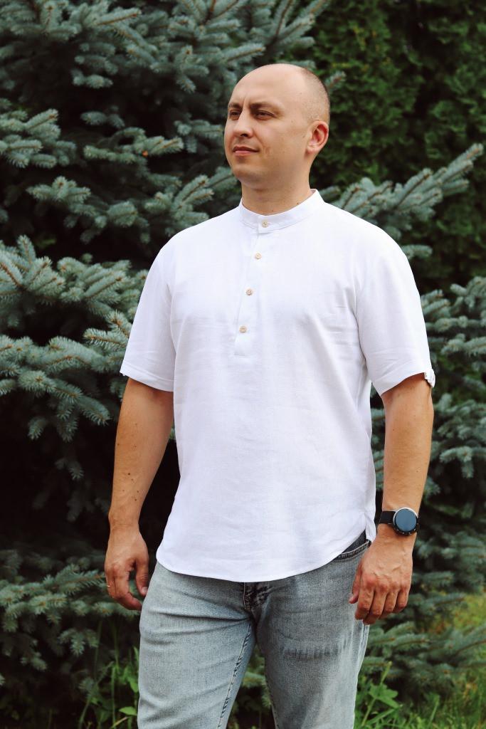 Рубашка мужская льняная S/М Белый (0001858-S/М) - фото 5