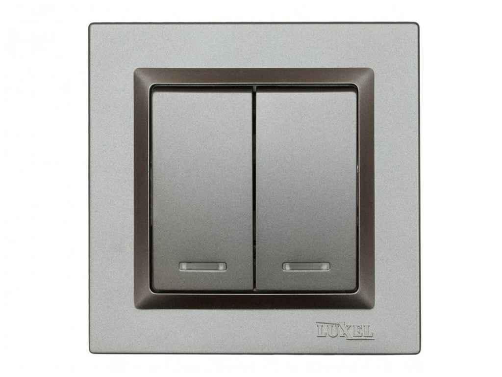 Выключатель Luxel двойной с подсветкой JAZ (1017594)