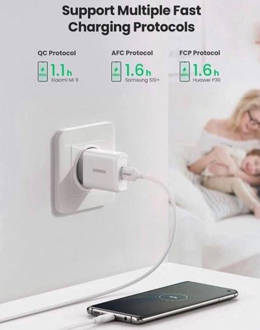 Зарядное устройство сетевое UGREEN CD122 18W USB QC 3.0 Charger Белый (1863456663) - фото 4 Зарядное устройство сетевое UGREEN CD122 18W USB QC 3.0 Charger Белый (1863456663) - фото 4