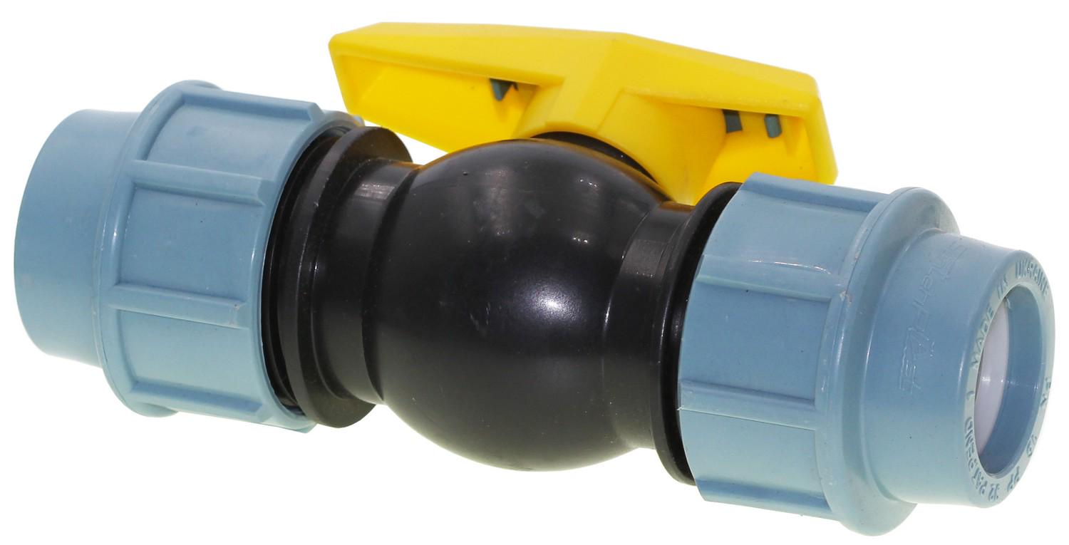 Кран шаровой SantehPlast проходной для полиэтиленовых труб d 32 мм (00017803)