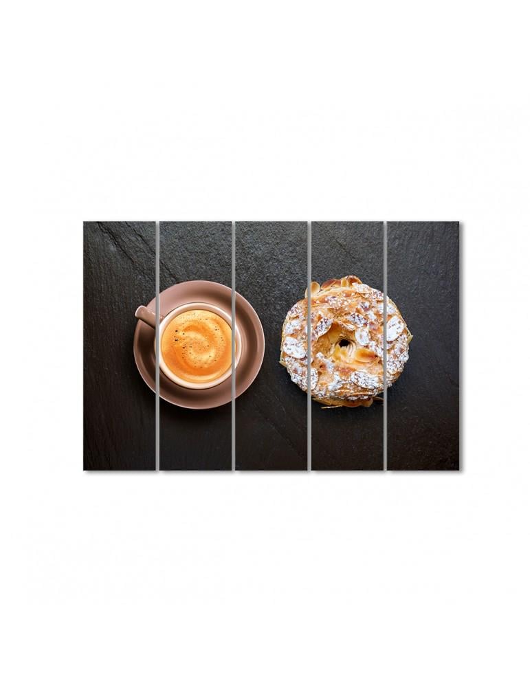 Картина модульная Пончик с кофе 5 модулей 70x105 см Картина модульная Пончик с кофе 5 модулей 70x105 см