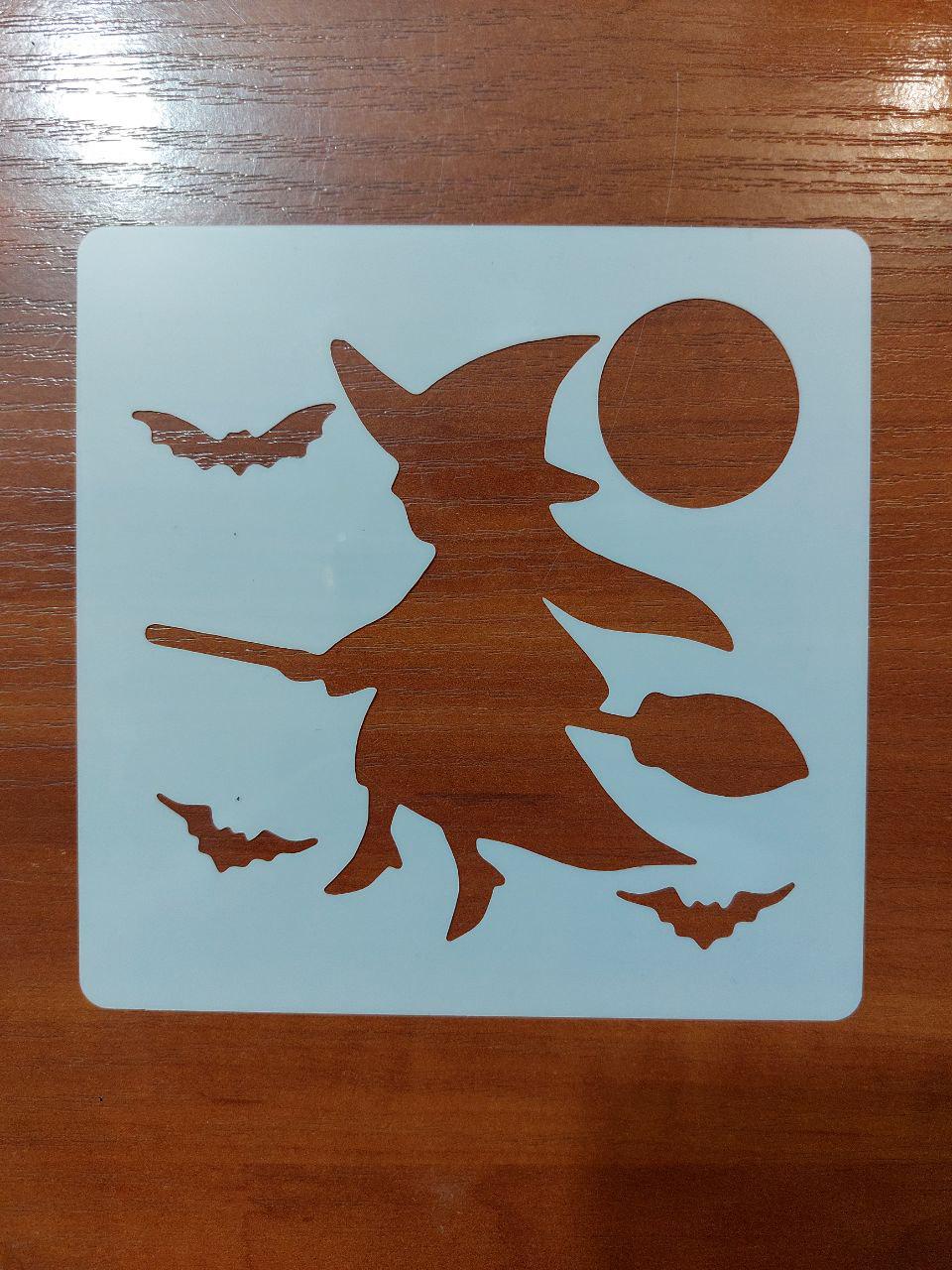 Трафарет на Хэллоуин Ведьма на метле 13x13 см Серый (7615/53) - фото 3 Трафарет на Хэллоуин Ведьма на метле 13x13 см Серый (7615/53) - фото 3