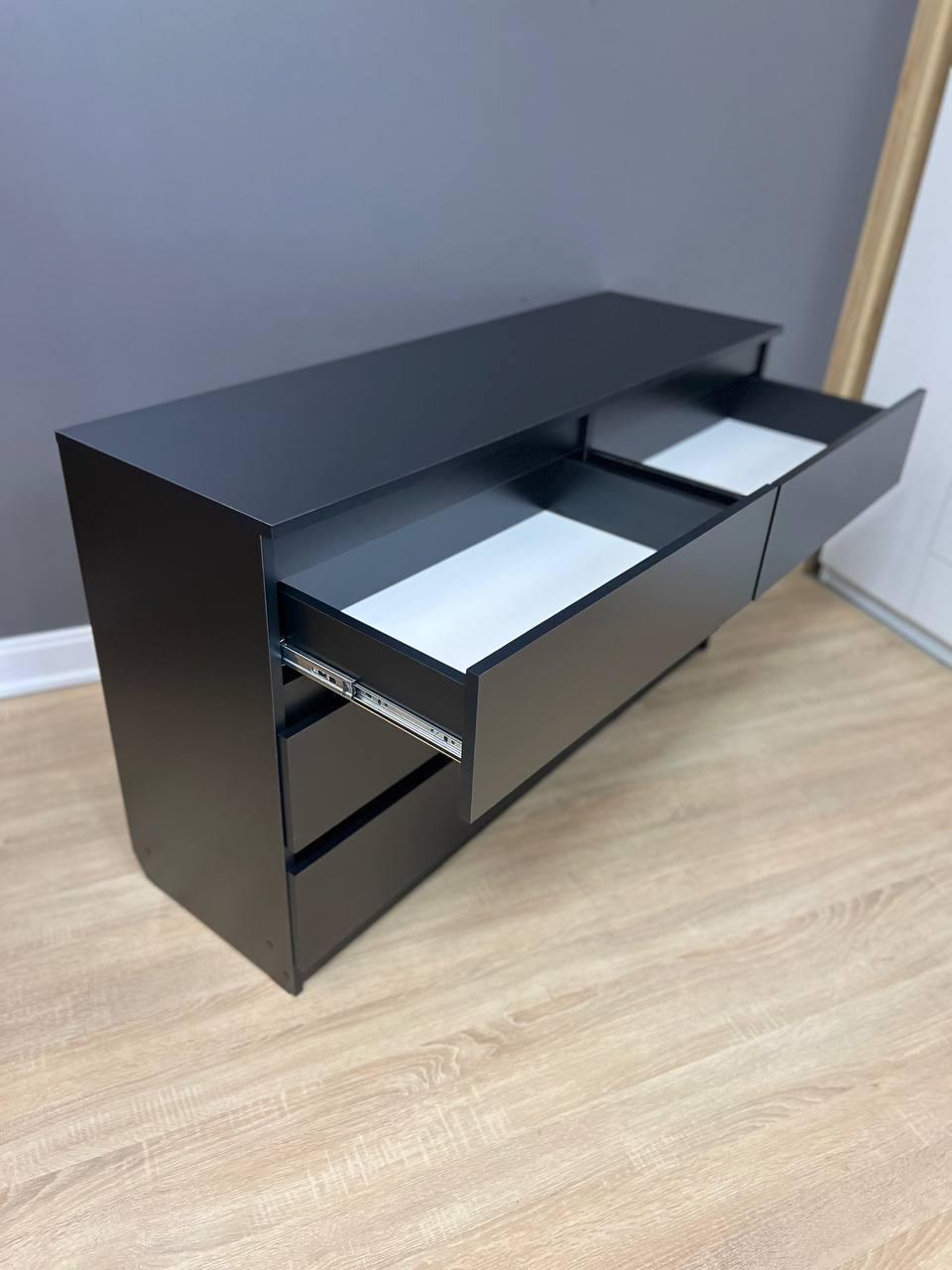 Комод Kvatro 130 на 6 шухляд 1300х750х400 мм Чорний - фото 3