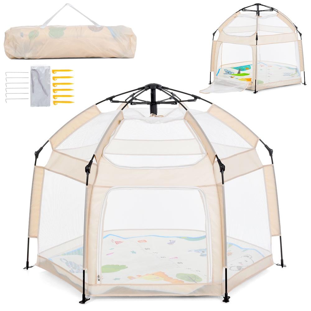 Палатка автоматическая MR 1512 с сетчатыми стенками и ковриком 146х127х110 см Бежевый - фото 2 Палатка автоматическая MR 1512 с сетчатыми стенками и ковриком 146х127х110 см Бежевый - фото 2