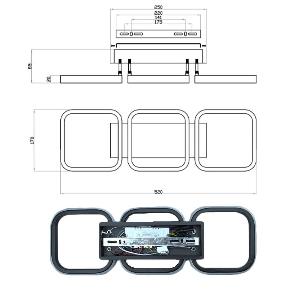Люстра-смарт светодиодная ESLLSE Кьюбз 40 Вт 520x170x85 мм Черный (141-10497-01) - фото 5