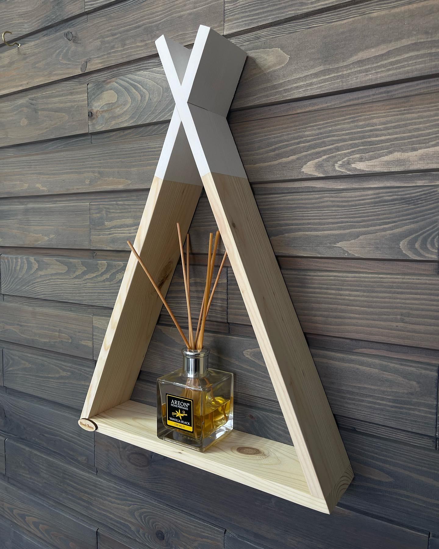 Настенная полочка вигвам 48х35х8см Дерево/Белый - фото 3 Настенная полочка вигвам 48х35х8см Дерево/Белый - фото 3