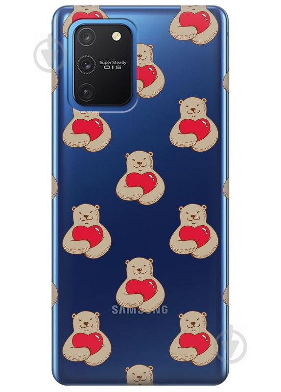 Прозрачный силиконовый чехол iSwag для Samsung Galaxy S10 Lite с рисунком - Влюбленные медведи (KS3473)