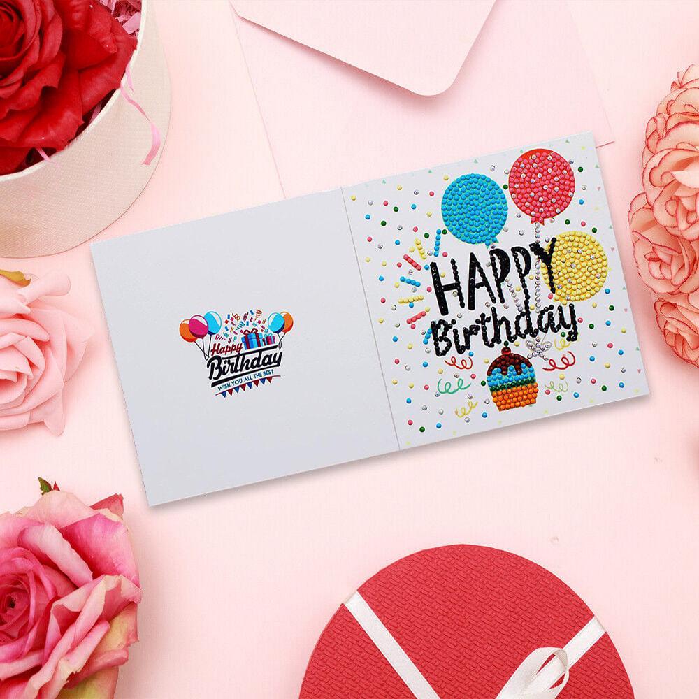 Открытка Алмазная мозаика SHLab Happy Birthday Шарики 30х15 см (35123)
