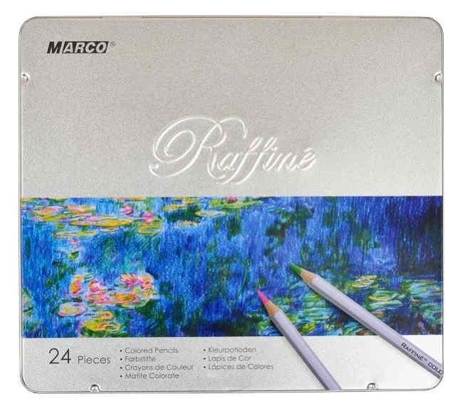Карандаши цветные Marco Raffine 24 цвета в металлическом кейсе